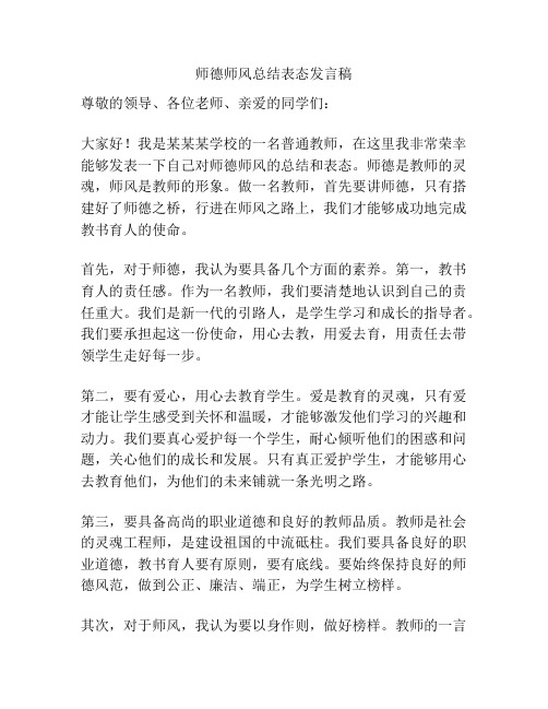 师德师风总结表态发言稿