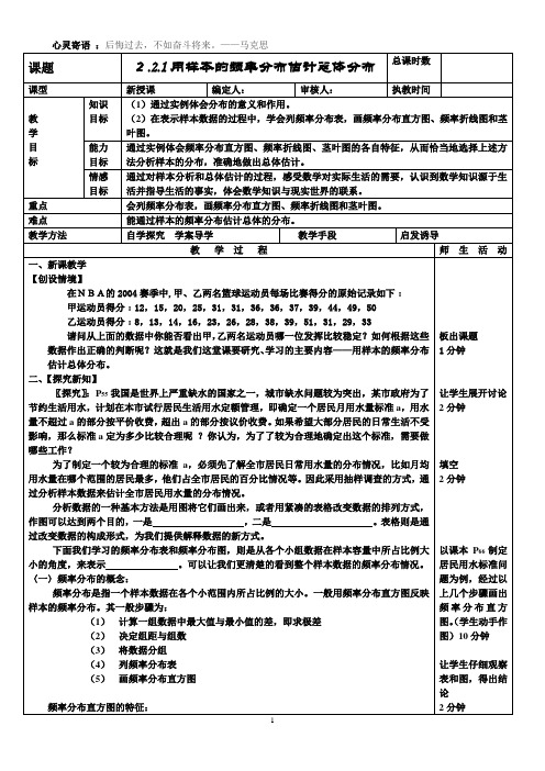 2.2.1用样本的频率分布估计总体分布