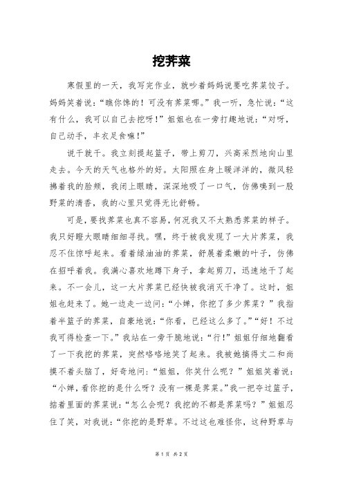 挖荠菜_初一作文