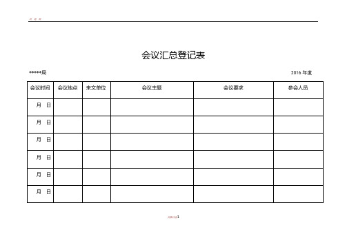 会议汇总登记表