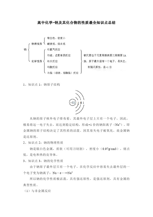 高中化学-钠及其化合物的性质最全知识点总结