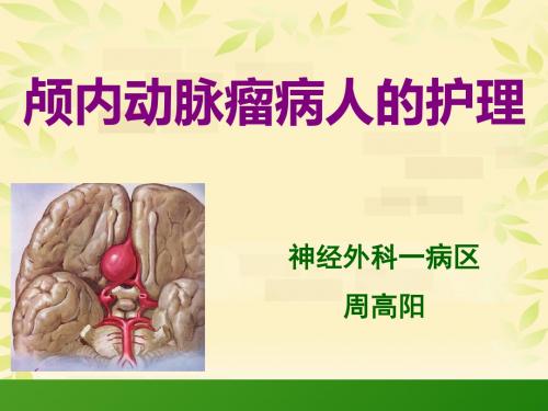 颅内动脉瘤病人的护理PPT课件
