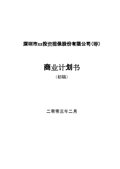 xx投资担保公司商业计划书