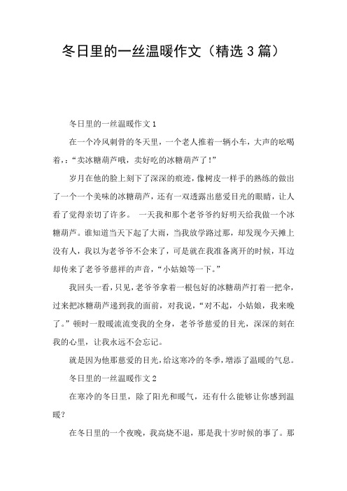 冬日里的一丝温暖作文(精选3篇)