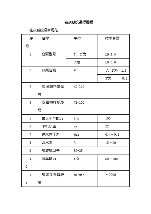 锅炉输灰系统运行规程