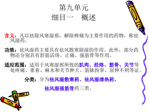 8第九单元 祛风湿药PPT讲解课件