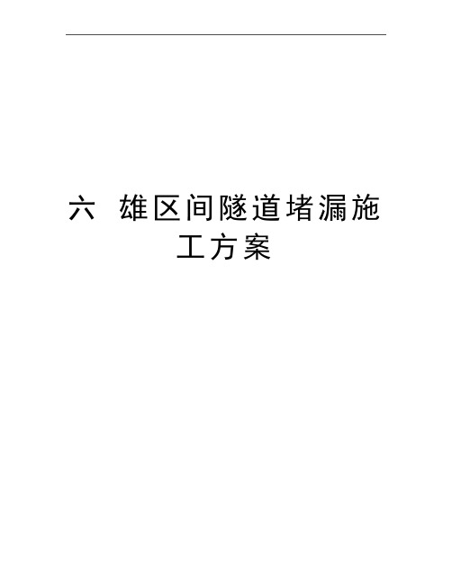 最新六 雄区间隧道堵漏施工方案