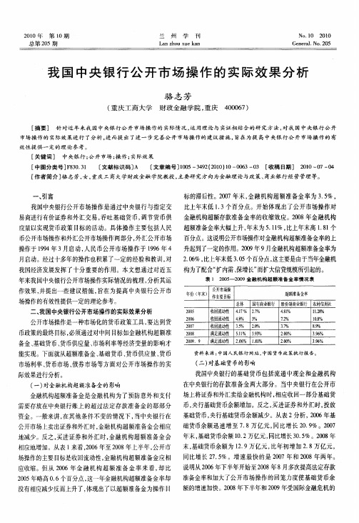 我国中央银行公开市场操作的实际效果分析