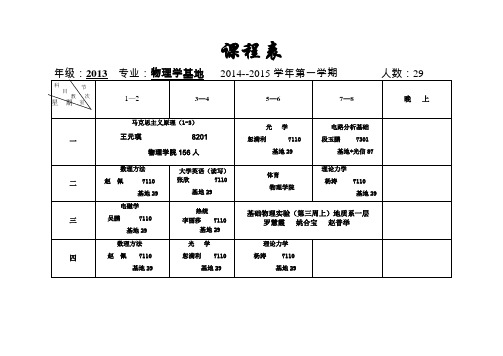 2014-15(1)课程表