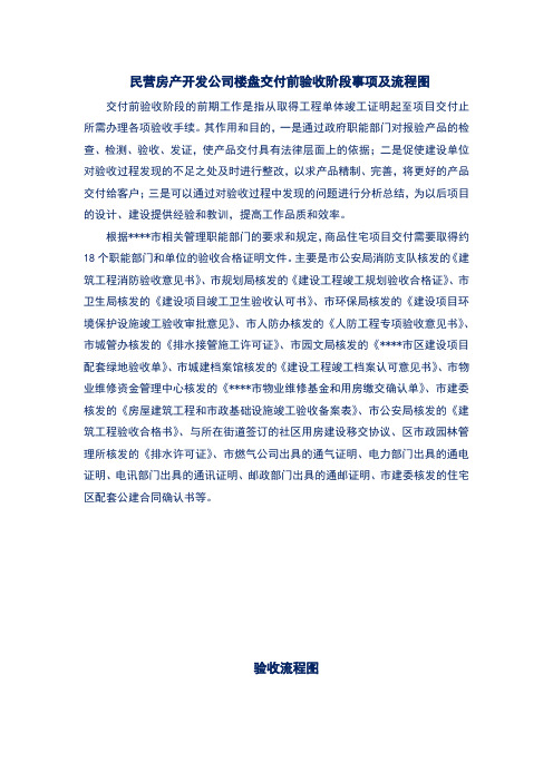 民营房产开发公司楼盘交付前验收阶段事项及流程图