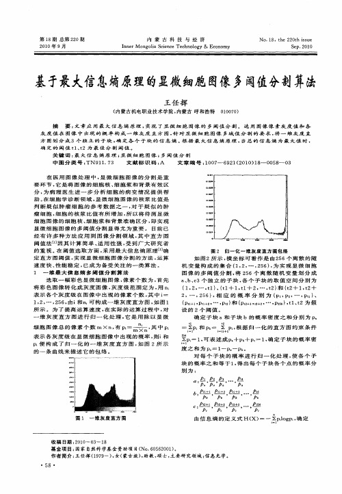 基于最大信息熵原理的显微细胞图像多阈值分割算法
