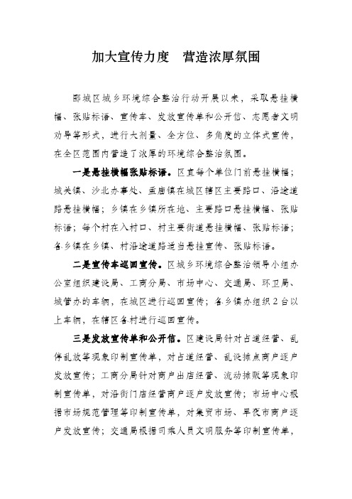 加大宣传力度  营造浓厚氛围