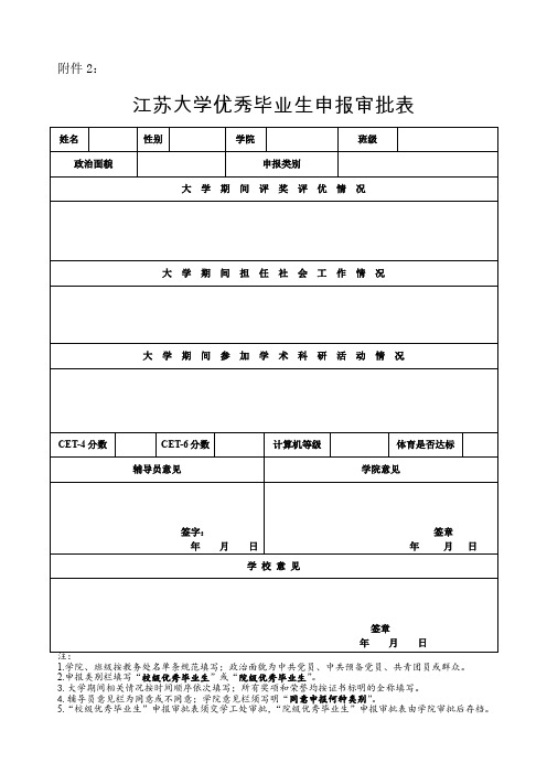 江苏大学优秀毕业生申报审批表.doc