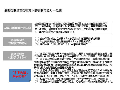 战略控制型管控模式下的机制与能力