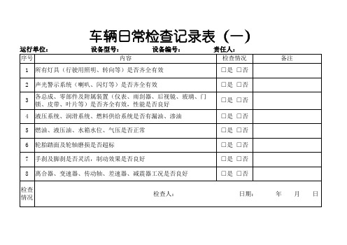 车辆检查记录表(日检)