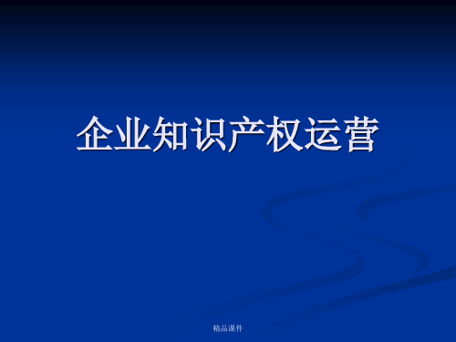 企业知识产权运营1(精编课件).ppt