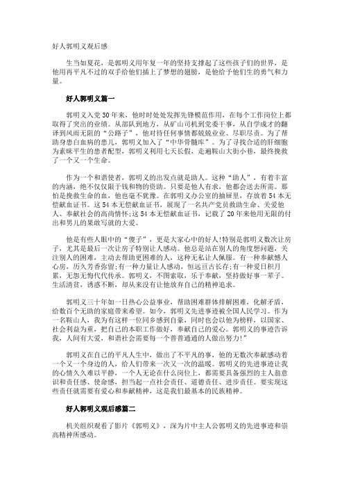 好人郭明义观后感