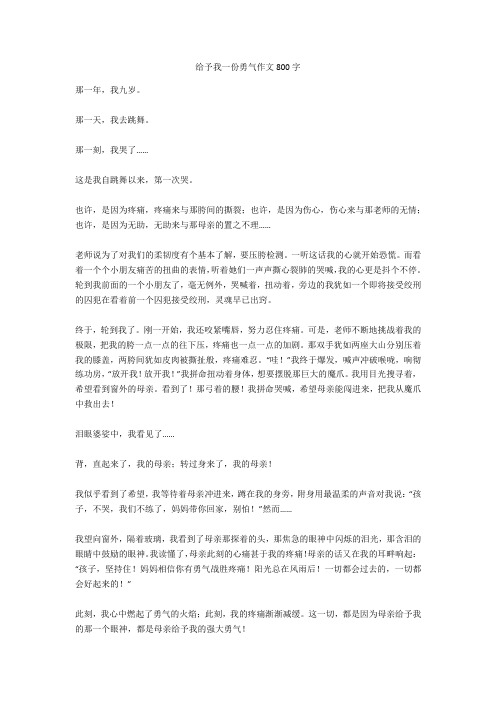给予我一份勇气作文800字优秀版