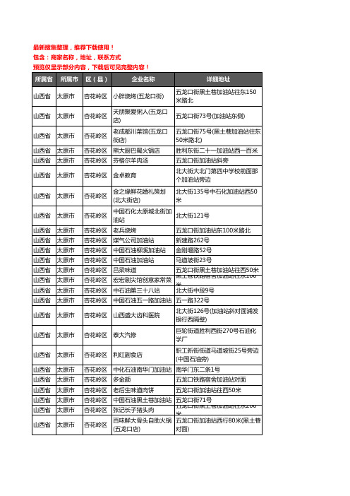 新版山西省太原市杏花岭区加油站服务企业公司商家户名录单联系方式地址大全33家
