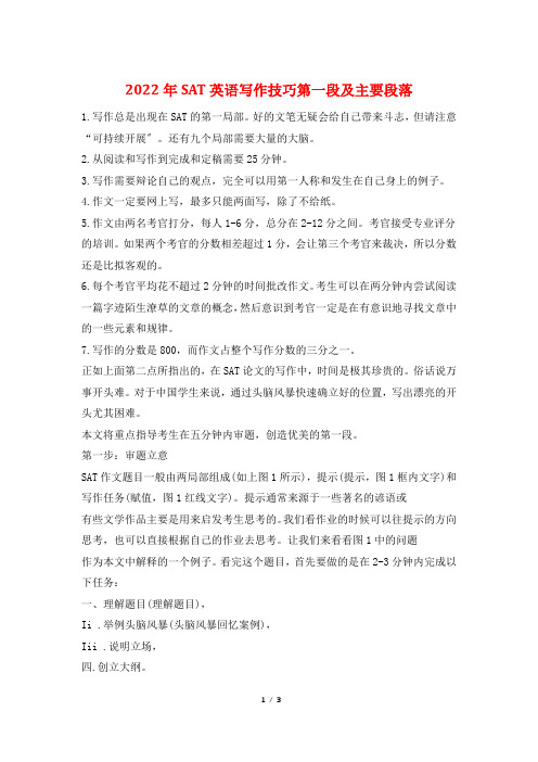 2022年SAT英语写作技巧第一段及主要段落