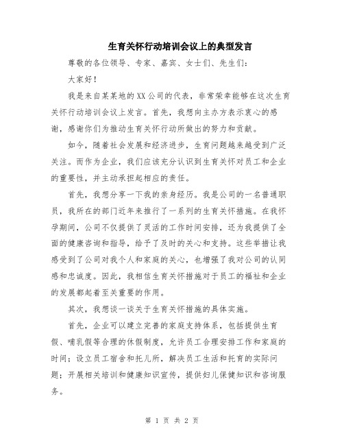 生育关怀行动培训会议上的典型发言