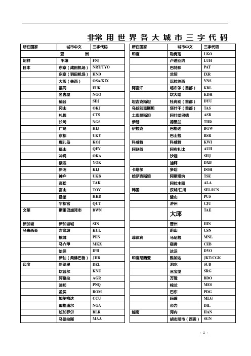 航空公司三字代码
