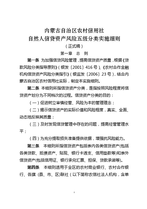 自然人五级分类实施细则(正式稿)