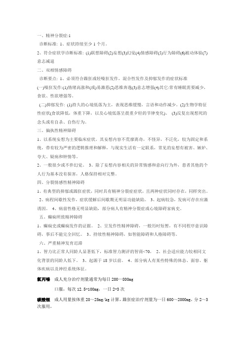 重性精神疾病患者六大分型用药
