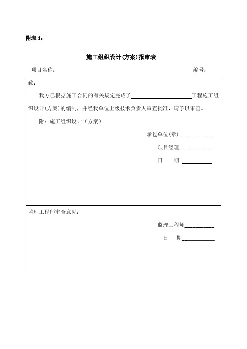 土地整理项目主要表格