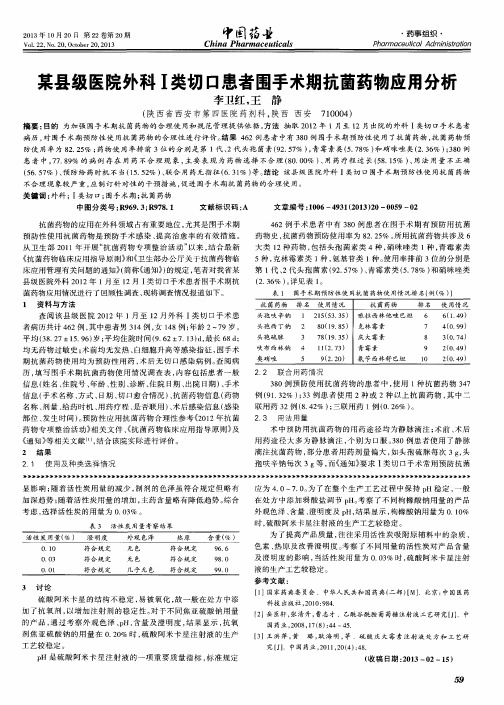某县级医院外科I类切口患者围手术期抗菌药物应用分析