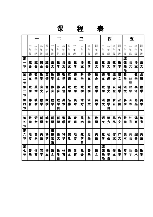 1-4课程表