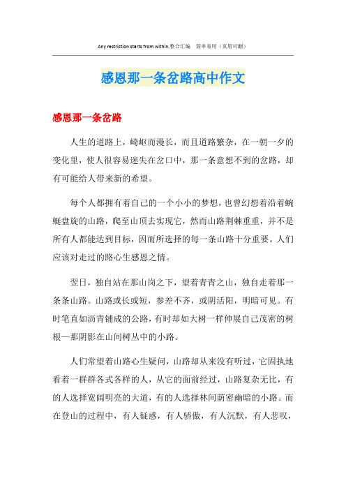 感恩那一条岔路高中作文