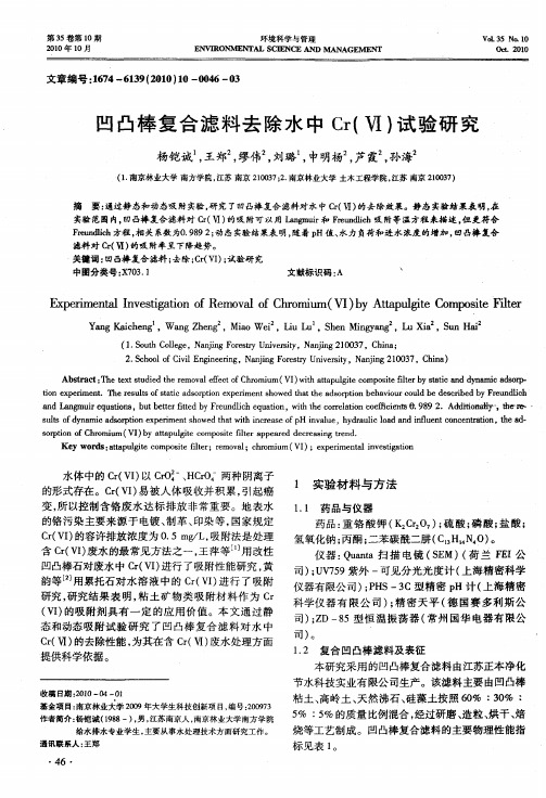 凹凸棒复合滤料去除水中Cr(Ⅵ)试验研究