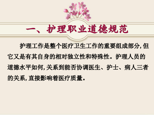 新时期护士职业道德规范和素质要求精品PPT课件
