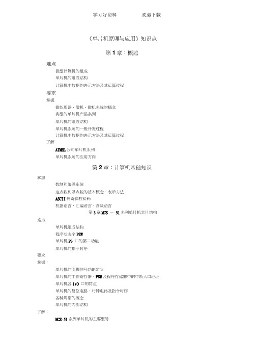 单片机原理与应用知识点
