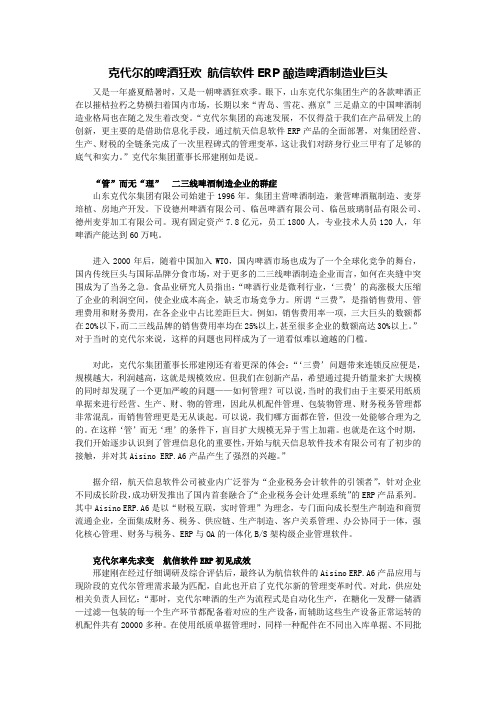 中国啤酒生产制造业ERP实施方案