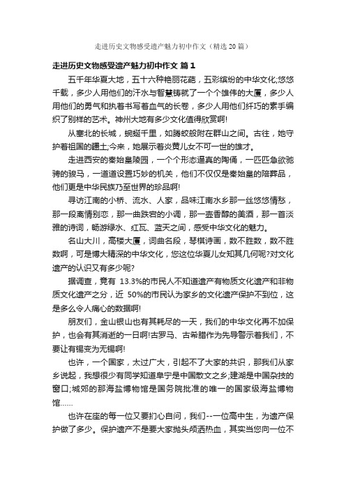 走进历史文物感受遗产魅力初中作文（精选20篇）