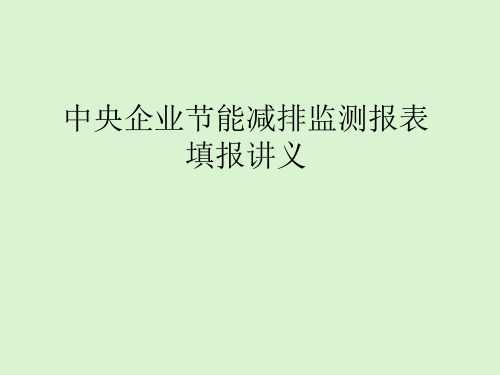中央企业节能减排监测报表填报讲义