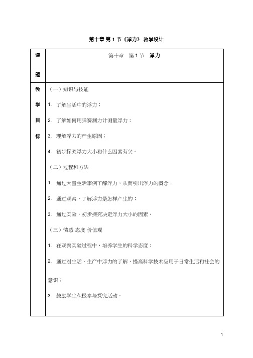 初中物理《浮力》优质课教案、教学设计