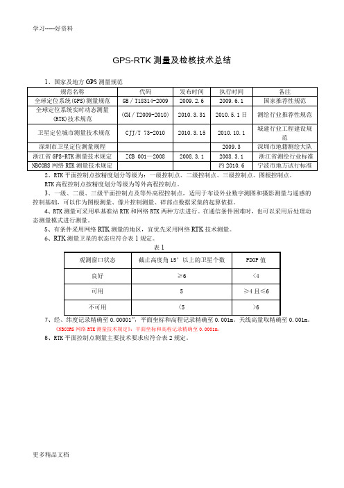 GPS-RTK测量及检核技术总结复习过程