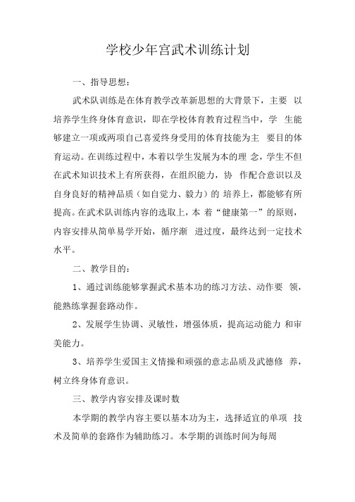 学校武术训练计划
