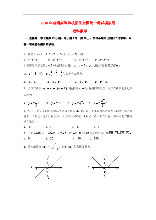 2018年普通高等学校招生全国统一考试高中数学模拟测试试题(一)理