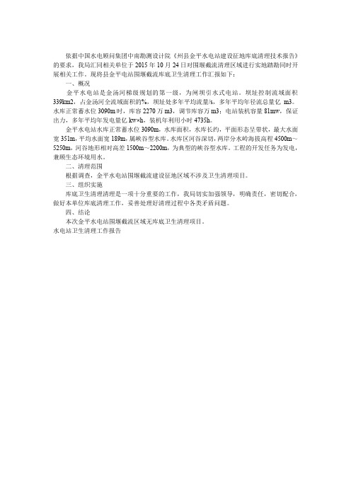 水电站卫生清理工作报告