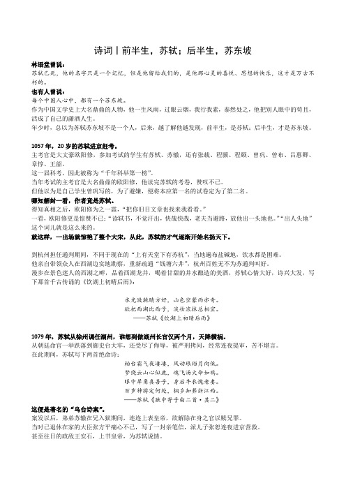 诗词丨前半生,苏轼;后半生,苏东坡