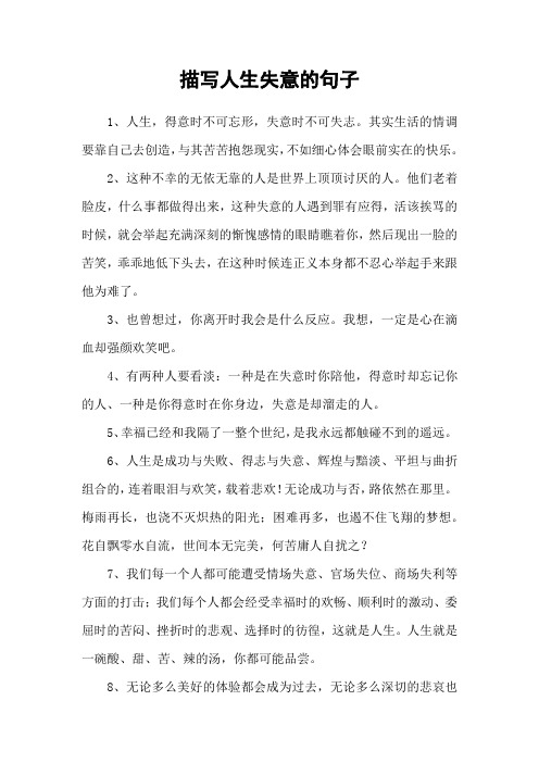 描写人生失意的句子