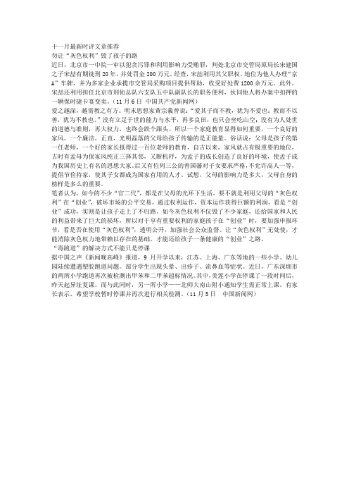 十一月最新时评文章推荐