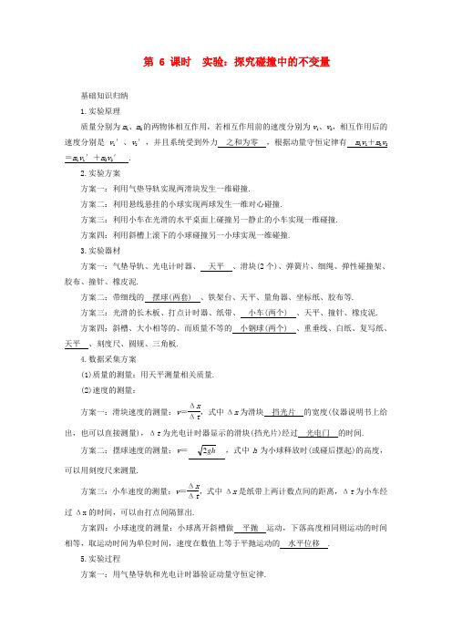 高三物理第一轮复习 实验探究碰撞中的不变量 新人教版