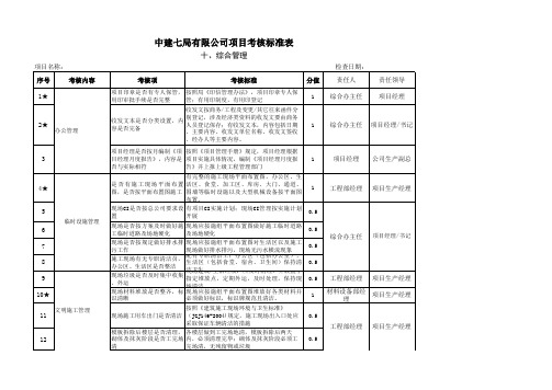 项目管理考核标准