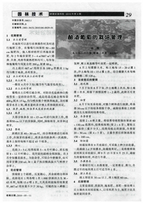 酿酒葡萄的栽培管理