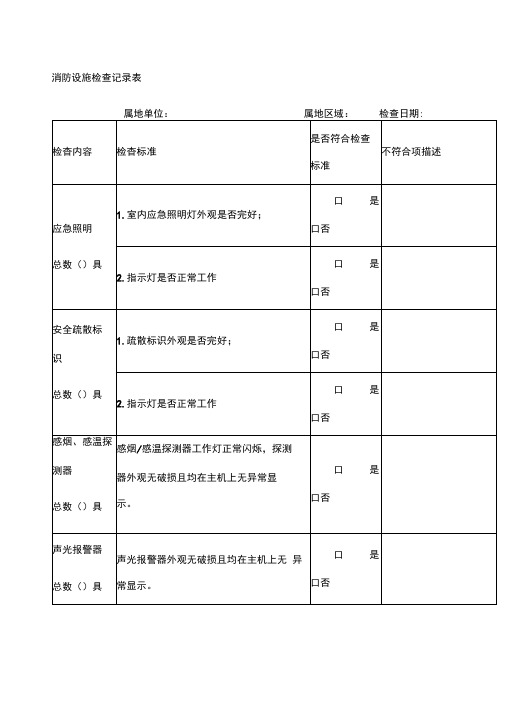 消防设施检查记录表